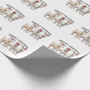 Papel De Presente Feliz Goatmas Animal Goat Lover Feliz Natal
