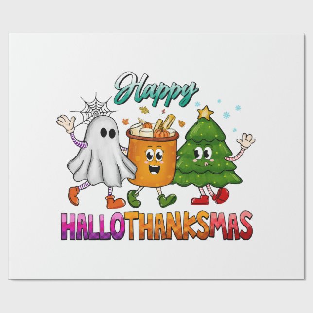 Papel De Presente Feliz Hallothanksmas (Aberto)
