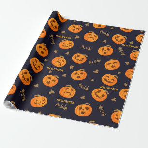 Papel De Presente Feliz Halloween Engraçado, Assustador Laranja Pump