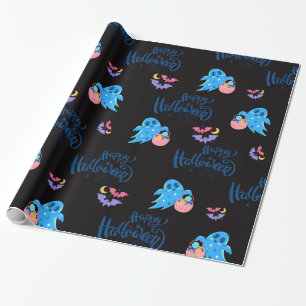 Papel De Presente Feliz Halloween Fantasmas bonitos com doces