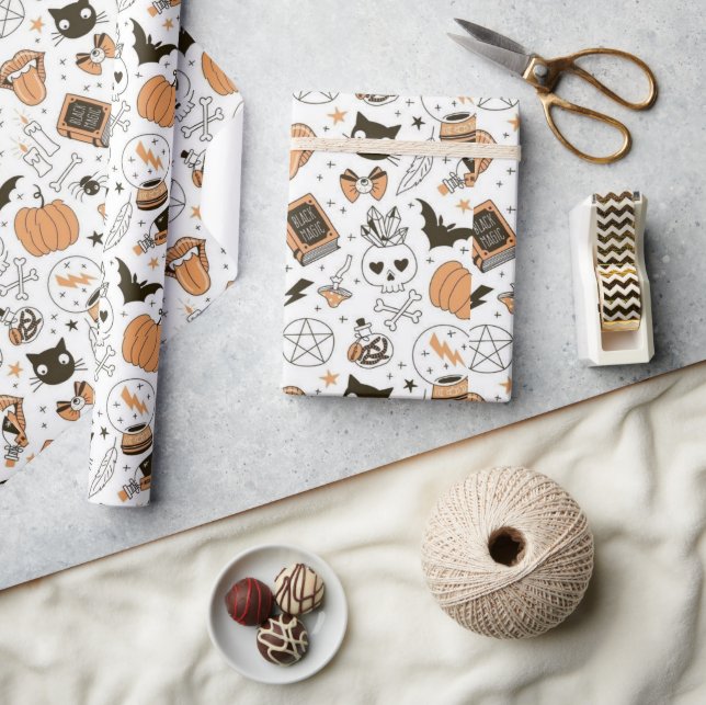Papel De Presente Feliz Halloween Fofo e Assustador  (Artesanato)