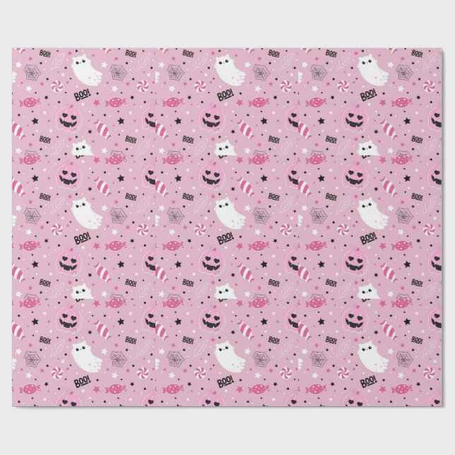 Papel De Presente Feliz Halloween Fofo e Assustador  (Aberto)