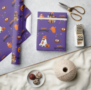 Papel De Presente Feliz Halloween Ghost Pumpkin
