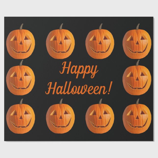 Papel De Presente Feliz Halloween Jack-O-Lanterns Wrappaper (Aberto)