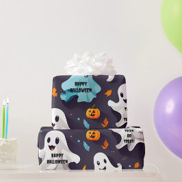 Papel De Presente Feliz Halloween Mini Ghosts Wrappaper