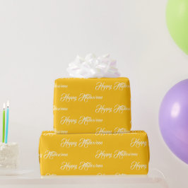 Papel De Presente Feliz Halloween personalizado amarelo e branco