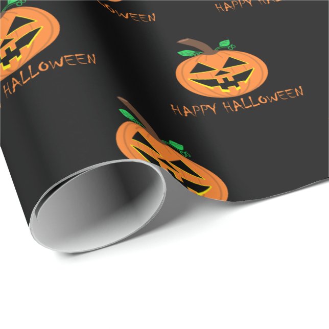 Papel De Presente Feliz Halloween Pumpkin Wrappaper (Ponta do rolo)