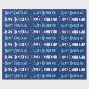 Papel De Presente Feliz Hanukkah Blue Stars