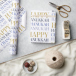 Papel De Presente Feliz Hanukkah Chanukah Holiday Wrappaper<br><div class="desc">O design de folha de ouro simulado por "faaux" é incorporado neste design. Você pode encontrar itens de coordenação adicionais na nossa coleção "Happy Hanukkah Chanukah".</div>