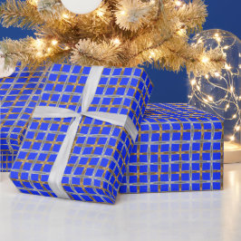 Papel De Presente Feliz Hanukkah Dourado e Silver Lacrado