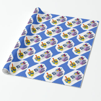Papel De Presente Feliz Hanukkah Dreidls Gift Wrap