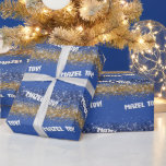 Papel De Presente Feliz Hanukkah Mazel Tov Blue Sparkle<br><div class="desc">Prepare-se para deslumbrar seus presentes de Chanucá com nosso papel de embrulho Dourado e azul de Mazel Tov Happy Hanukkah! Este papel de embrulho não é apenas papel; é uma celebração em cada folha. Com um design brilhante de ouro e vibrante azul brilhante, é a maneira perfeita de adicionar pizzazz...</div>