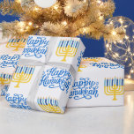 Papel De Presente Feliz Hanukkah Menorah<br><div class="desc">Feliz Hanukkah Menorah Wrappaper</div>