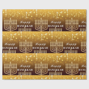Papel De Presente Feliz Hanukkah Menorah