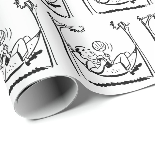 Papel De Presente Feliz Homem de Reforma em Hammock (Ponta do rolo)