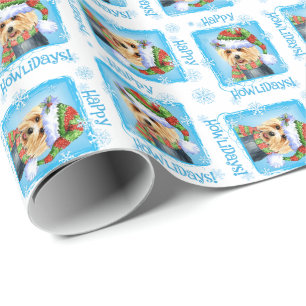 Papel De Presente Feliz Howlidays, australiano Terrier Wrappaper