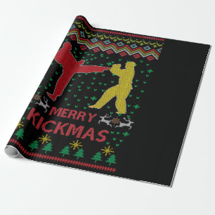 Papel De Presente Feliz Kickmas Natal Feio Karate Jiu Jitsu