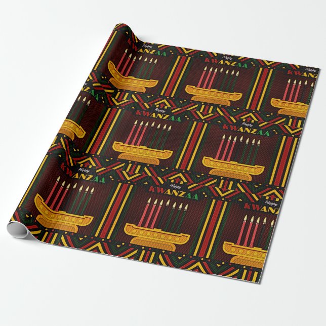 Papel De Presente Feliz Kwanzaa PopArt (Desenrolado)