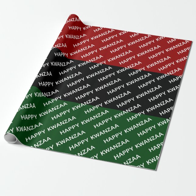Papel De Presente Feliz Kwanzaa Red Black Green Pan Africano  (Desenrolado)