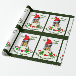 Papel De Presente Feliz lisa do Natal do Collie