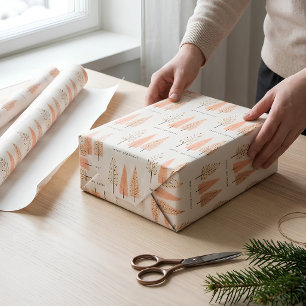 Papel De Presente Feliz Moderna Nórdica E Árvore Brilhante De Pinhei