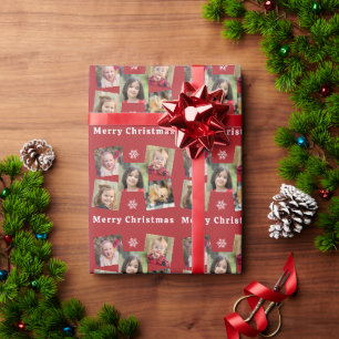 Papel De Presente Feliz Natal 5 colagem de fotos Natal vermelho