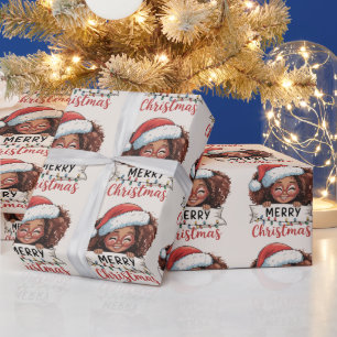 Papel De Presente Feliz Natal Afro-Americano Preto Africano
