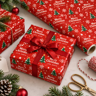 Papel De Presente Feliz Natal Amor Papai Noel Vermelho Feriado