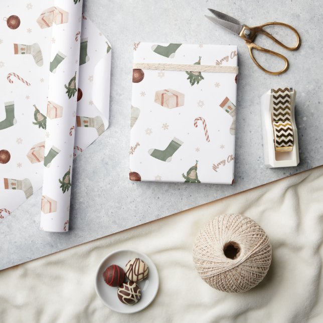 Papel De Presente Feliz Natal - Apresenta Presente Feriado (Artesanato)