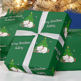 Papel De Presente Feliz Natal - Árvore de Gato Bonito