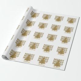 Papel De Presente Feliz Natal Árvore de Natal Dourada