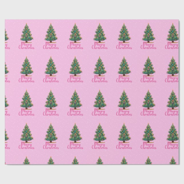 Papel De Presente Feliz Natal, Árvore de Natal, Feriado, Rosa (Aberto)