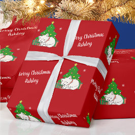 Papel De Presente Feliz Natal - Árvore Vermelha de Árvore Gota