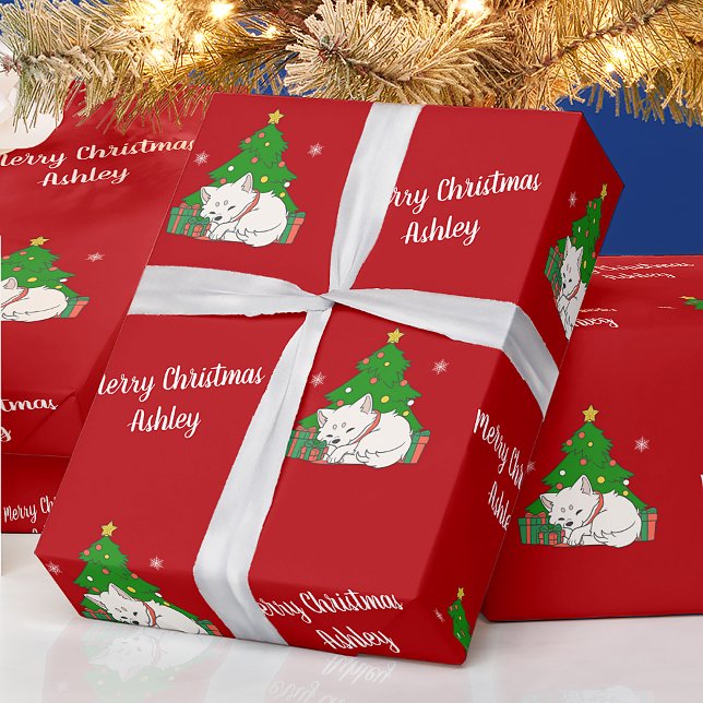 Papel De Presente Feliz Natal - Árvore Vermelha de Árvore Gota (Criador carregado)