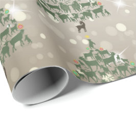 Papel De Presente Feliz Natal Árvores de Natal de Capim Verde