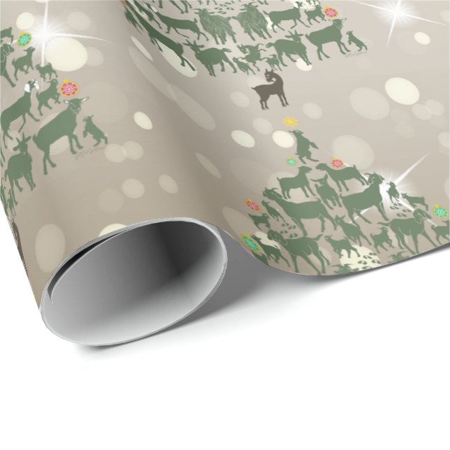 Papel De Presente Feliz Natal Árvores de Natal de Capim Verde (Ponta do rolo)