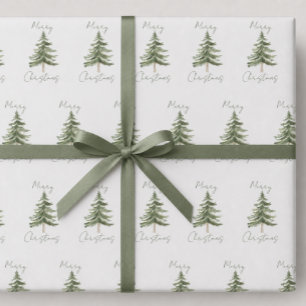 Papel De Presente Feliz Natal Árvores Rústicas Minimalistas