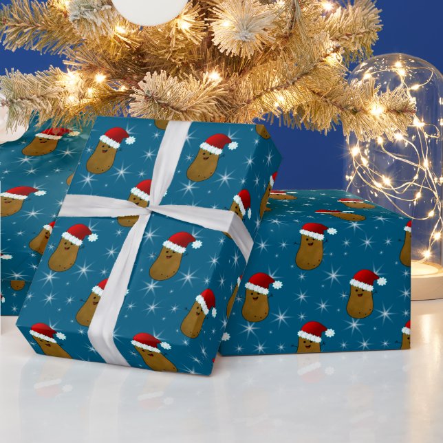 Papel De Presente Feliz Natal Batata Oceano Azul (Feriados)