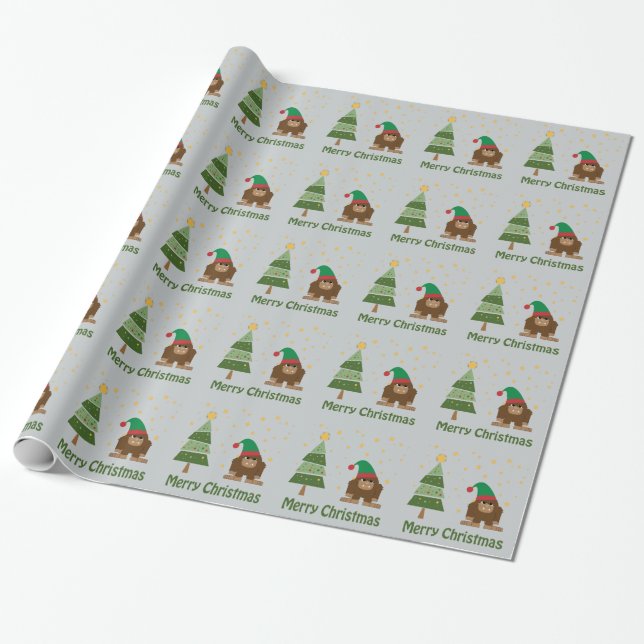 Papel De Presente Feliz Natal Bigfoot (Desenrolado)