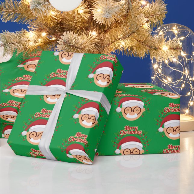 Papel De Presente Feliz Natal Bigode e Óculos do Papai Noel (Feriados)