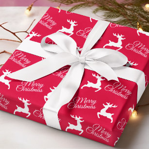 Papel De Presente Feliz Natal, Bonita Reindeer, Feriados Vermelhos M