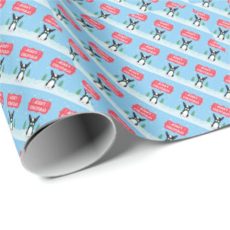 Papel De Presente Feliz Natal Boston Terrier Gift Wrappaper