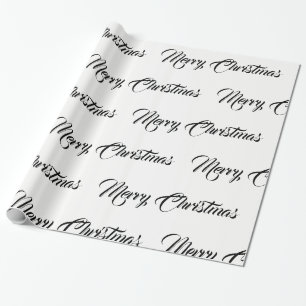 Papel De Presente Feliz Natal branco & preto -