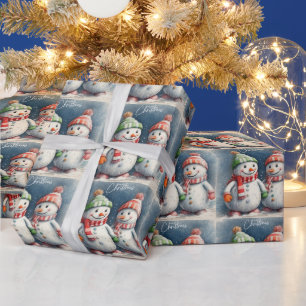 Papel De Presente Feliz Natal - Cachorro de Neve