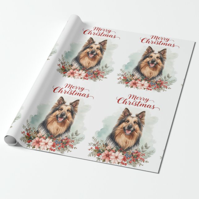 Papel De Presente Feliz Natal Cachorro Festa Presente Envoltório de  (Desenrolado)