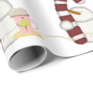 Papel De Presente Feliz Natal Café Snowman Wrappaper