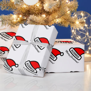 Papel De Presente Feliz Natal chapéu de Papai Noel alto brilho perso