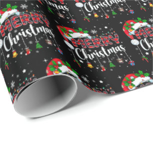 Papel De Presente Feliz Natal Chapéu Vermelho do Papai Noel Rena Xma