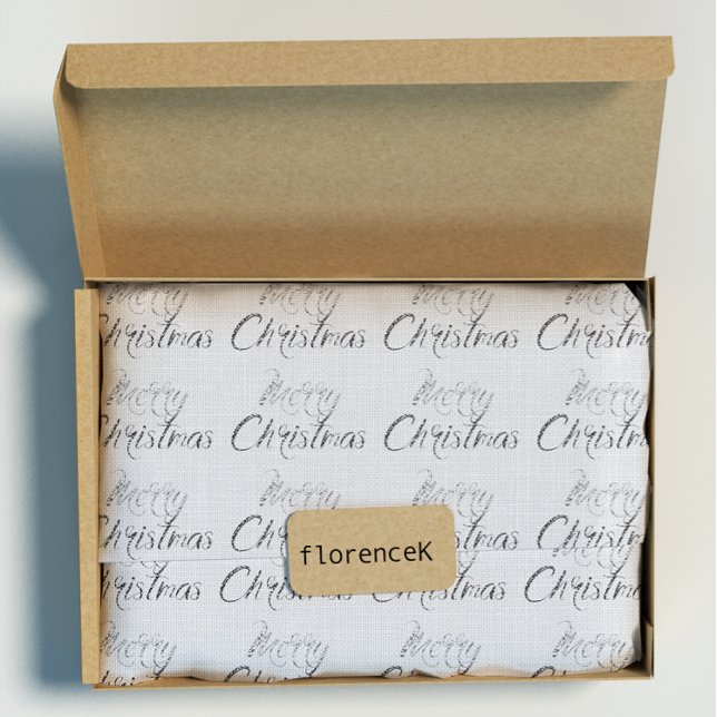 Papel De Presente Feliz Natal Cinza Burlap Linen Cottage (Merry Christmas Silver Gray Burlap Linen Cottage Wrapping Pape)
