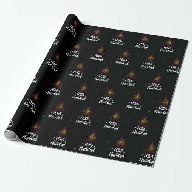 Papel De Presente Feliz Natal com bandeira espanhola (Desenrolado)